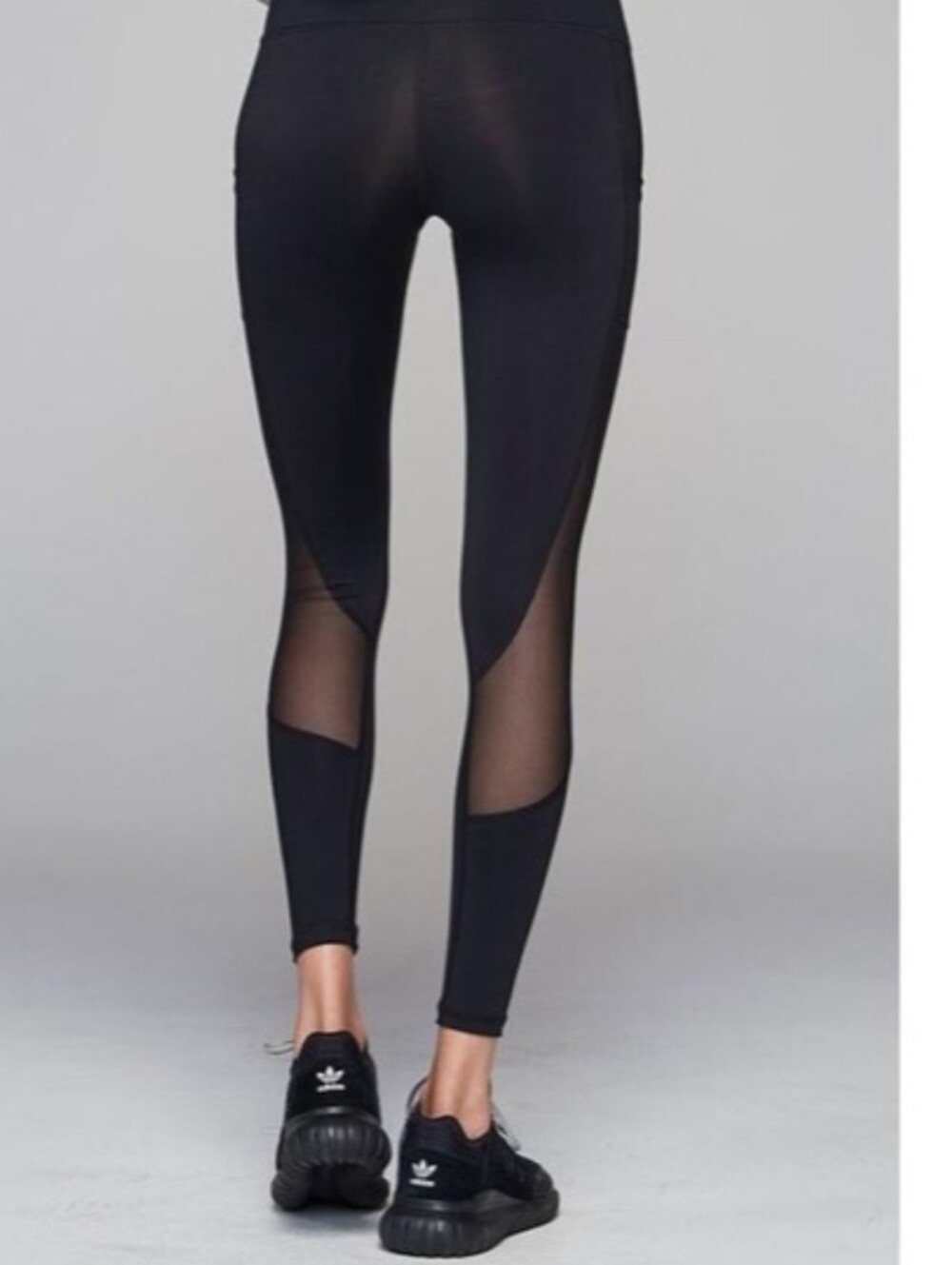 Varley Sheer mesh paneled black leggings